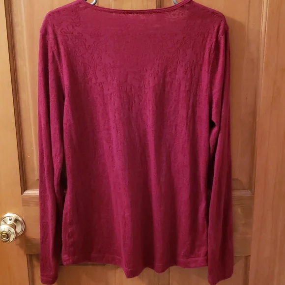 MUDD Burnout Filigree T-shirt Long Sleeve Burgundy Red Size XL - Picture 5 of 6